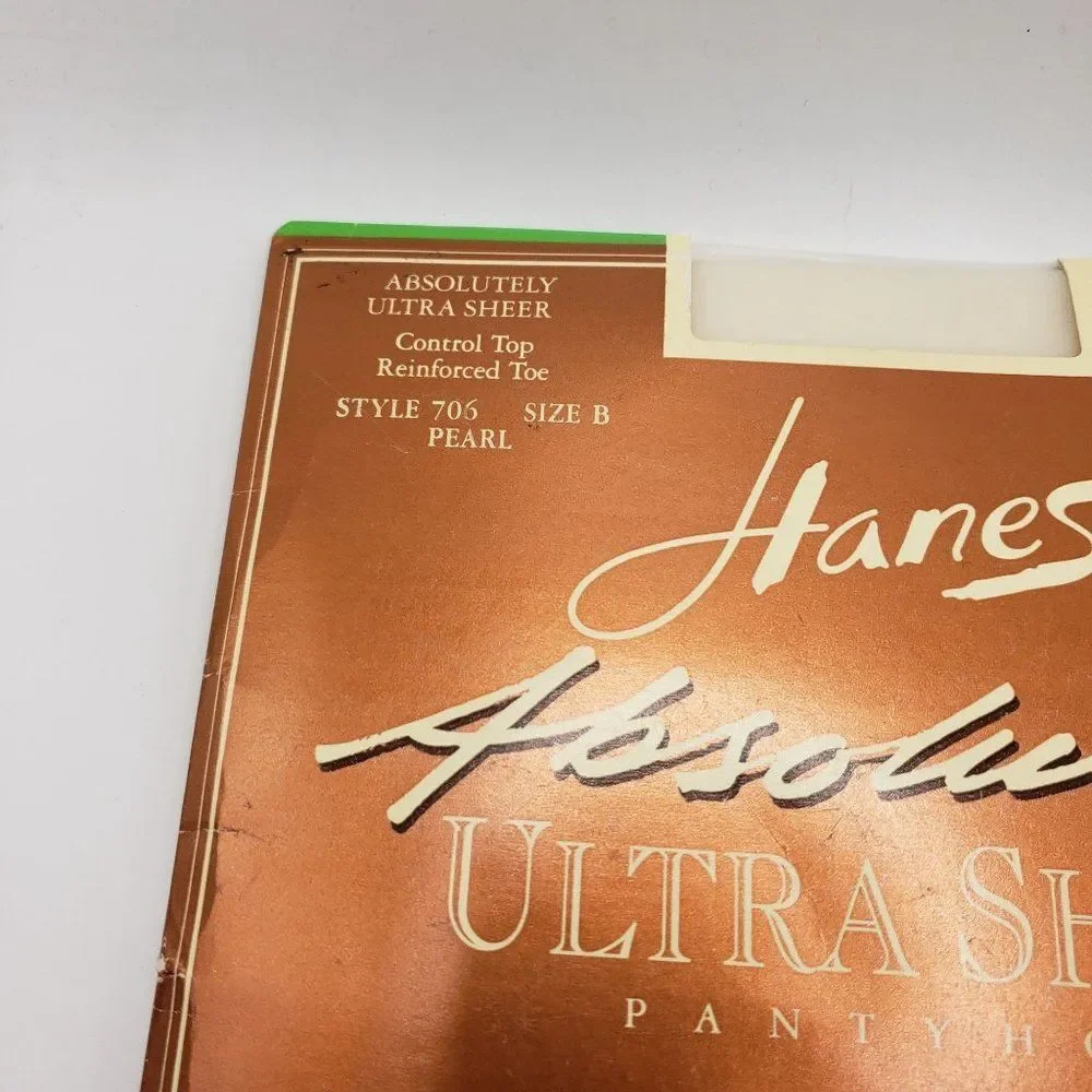 New In Packaging 1995 Hanes Hosiery Absolutely Sheer Control Top Pearl Panty Hos